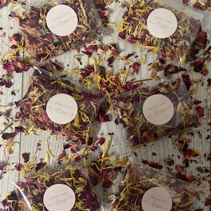 30 Blush Pink Wedding Confetti Throws • Dried Red Rose & Marigold • DIY KIT, you fill the bags! 100% Biodegradable •