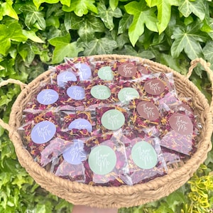 75 coriandoli matrimonio salvia/blu pastello/marrone • Rosa rossa DELICATA essiccata e calendula • Kit fai da te, riempi i sacchetti • 100% biodegradabile •