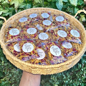 30 Neutral Wedding Confetti Throws • Dried red rose & Marigold • DIY Kit, you fill the bags • 100% Biodegradable •  Approx 9x7cm bags •