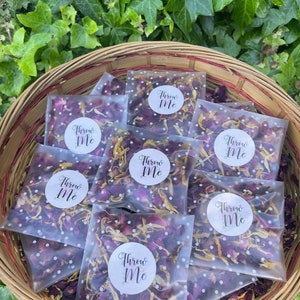 30 Polka dot bags (throw me stickers) dried red rose & marigold wedding confetti throws - DIY KIT - you fill the bags! BIODEGRADABLE