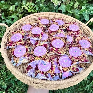 50 PRIDE Pink Wedding Confetti Throws • Dried Red Rose & Marigold • DIY KIT, you fill the bags! 100% Biodegradable • Approx 9x7cm bags •