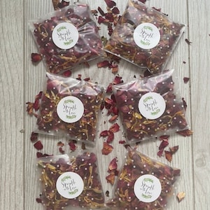75 Wedding Confetti Throws • Red rose & Marigold • DIY KIT, you fill the bags! 100% Biodegradable. Polka dot bags. Sprinkle with love. Sage.
