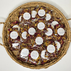 30 Neutral/white Wedding Confetti Throws • Dried Red Rose & Marigold • DIY KIT, you fill the bags • Biodegradable • Approx 9x7cm bags •