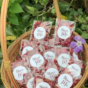 75 Wedding Confetti Throws - Dried Red Rose & Marigold - DIY KIT You fill the bags! 100% Biodegradable. Includes petals, stickers and bags.