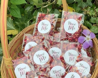 75 Wedding Confetti Throws - Dried Red Rose & Marigold - DIY KIT You fill the bags! 100% Biodegradable. Includes petals, stickers and bags.