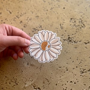 White Daisy Flower Sticker | Waterproof, Glossy Sticker