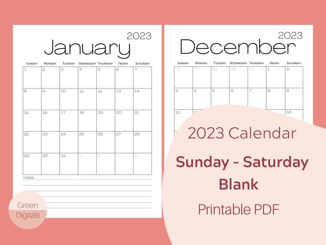 2023 Blank Monthly Calendars Minimalist Wall Calendar 2022 Etsy Australia