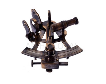 Sextant nautique en laiton massif | Instrument de navigation astrolabe de style antique | Objet cadeau de collection Premium | 4 pouces, Antique