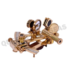 Massief messing nautische sextant | Astrolabium-navigatie-instrument antiek stijl | Premium verzamelcadeauartikel | 4 inch messing afwerking