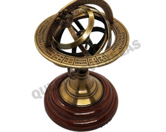 Engraved Brass Armillary Globe with Zodiac - 5 Inch Handmade Astrolabe