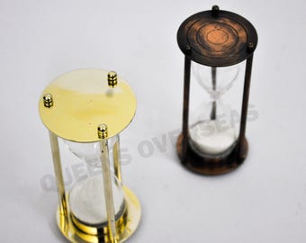 Brass Sand Timers: Nautical Vintage Decor, Set of 2 (4 Inches)