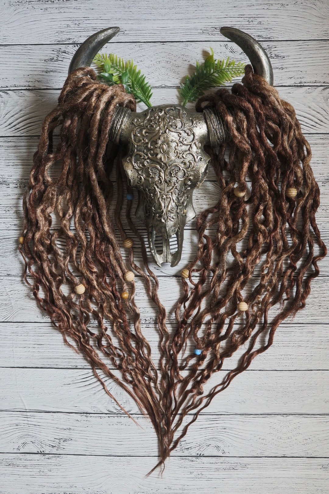 Curly Crochet Dreadlocks Brown Dark Blonde Caramel 19 Inches Decorated