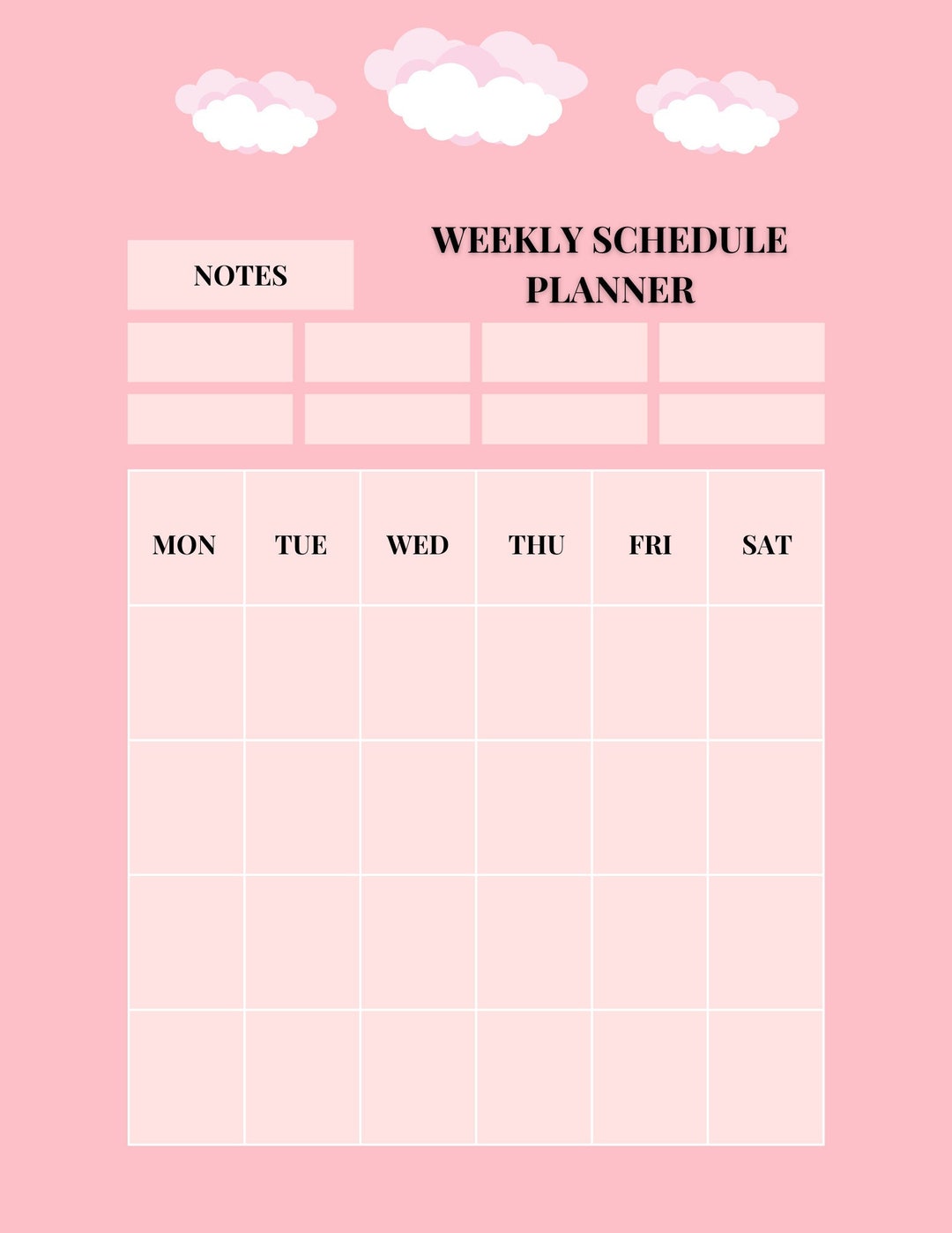 Weekly Planner With Notes Printable, Minimal Productivity Planner ...