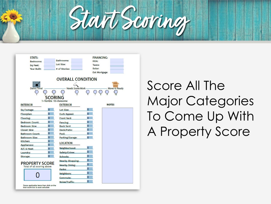 Property Scorecard/ Instant Download Property Scorecard/ Etsy