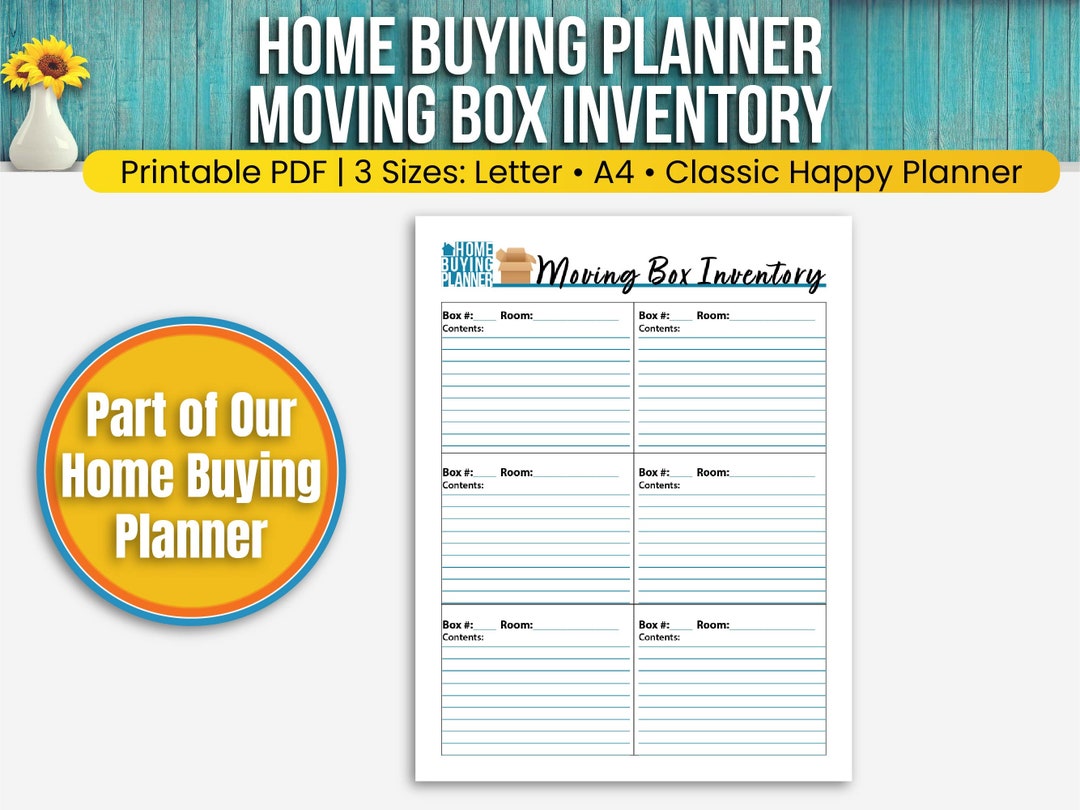Moving Box Inventory/ Instant Download New Home Purchase Etsy