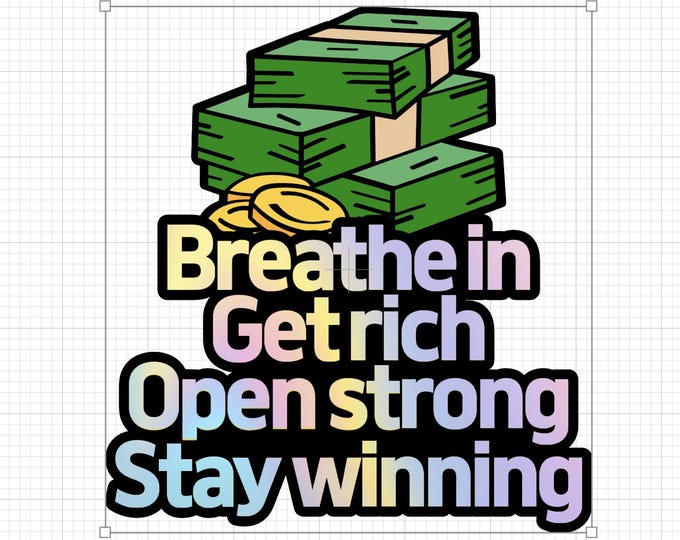 Featured listing image: Funny Grand Opening Cake Topper – “Breathe In, Get Rich” Money Theme, Small Business Gift, Entrepreneur Decor / 개업 기념