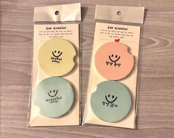 Ceramic Car Coaster Set of 2 | Always Grateful | Inspirational Car Accessories