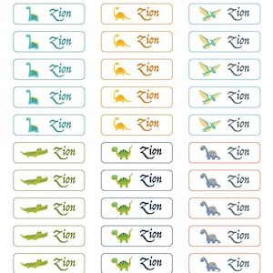 Dinosaur Name Stickers – Custom Labels for Kids | 1.75&quot;x0.5&quot; Personalized Waterproof Stickers