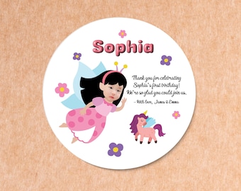 Fairy Tale Baby Photo Stickers: Personalized 1st Birthday Party Labels