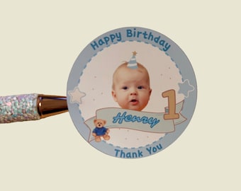 First Birthday Stickers with Baby’s Photo |  Personalized Photo Party Favor | Doljanchi 돌 잔치, 첫 돌,백일 잔치