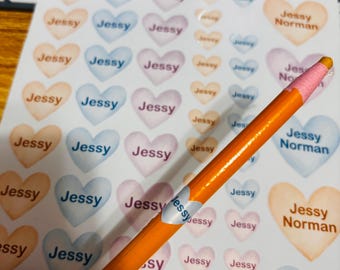 Personalized Name Labels: School & Daycare Supplies, Heart Stickers