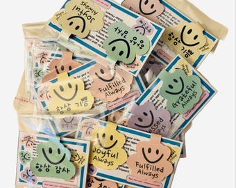 Magnetic Bookmark Set – Positive Affirmation & Korean Smiley Quote Tabs | Always Grateful Joyful Blessed Fulfilled