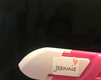 Custom Name Stickers with Pink Heart – Personalized Waterproof Labels for Kids, Journals, and Gift Tags
