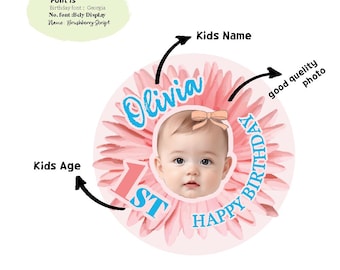 Custom Flower Face Birthday Stickers: Personalized Photo Labels, Glossy or Weatherproof