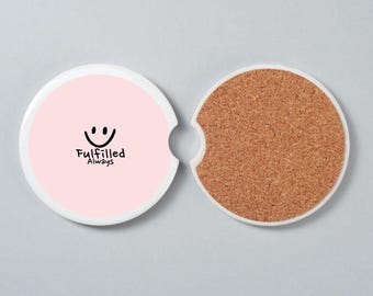 Inspirational Car Coaster Set of 2 | Always Grateful | Pastel Design