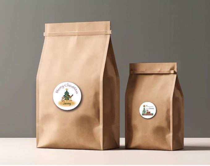 Featured listing image: Personalized Name Labels /  Custom Festive Tag Designs  / Gift Wrapping Labels  / Seasonal Packaging Accents