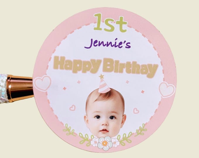 Featured listing image: First Birthday Photo Stickers, Personalized Baby Face Party Favor Labels, Doljanchi, Baekil