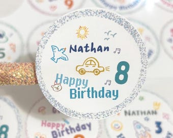 Personalized Birthday Stickers: Custom Kids Party Favors