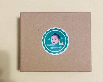 Personalized 1st Birthday Photo Stickers: Korean Hanbok Doljanchi