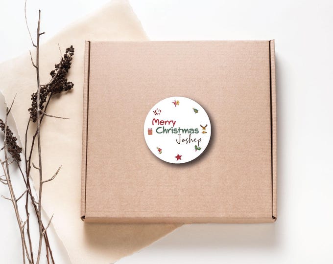 Featured listing image: Personalized Name Labels /  Custom Festive Tag Designs  / Gift Wrapping Labels  / Seasonal Packaging Accents