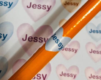 Personalized Name Labels: School & Daycare Supplies, Heart Stickers