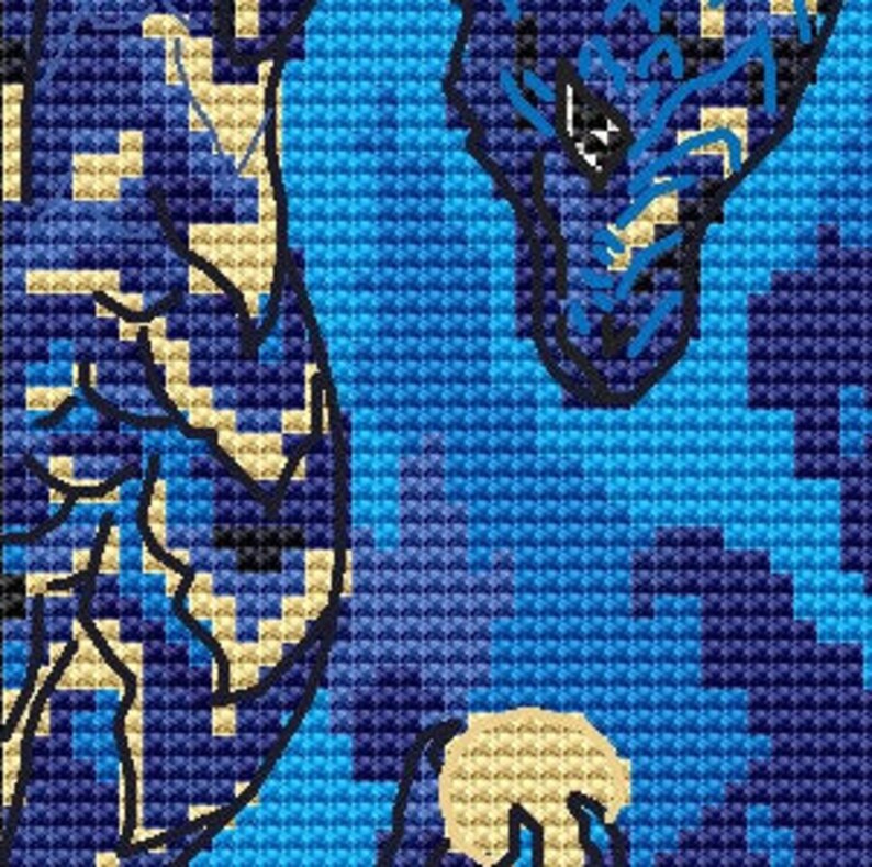 Dragon Bookmark Cross Stitch Pattern PDF Epic Dragons Blue Etsy