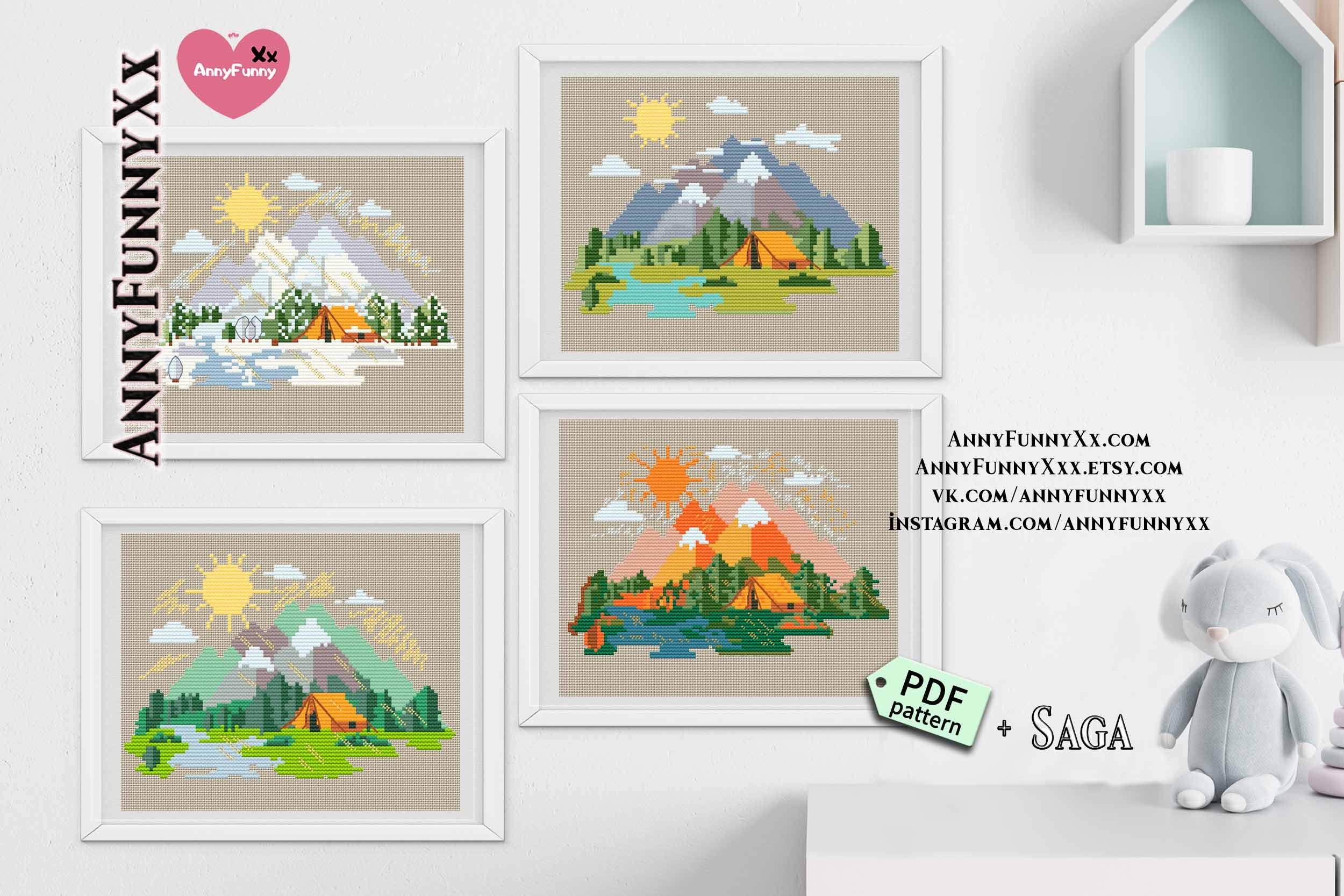 4 Seasons Cross Stitch Pattern PDF Set of 4 Bundle Fall - Etsy
