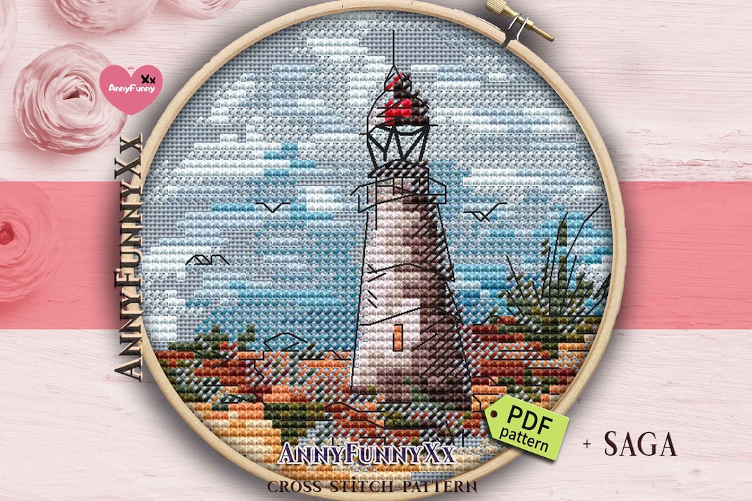 Old Lighthouse Cross Stitch Pattern PDF Nautical Nursery Decor Sea ...