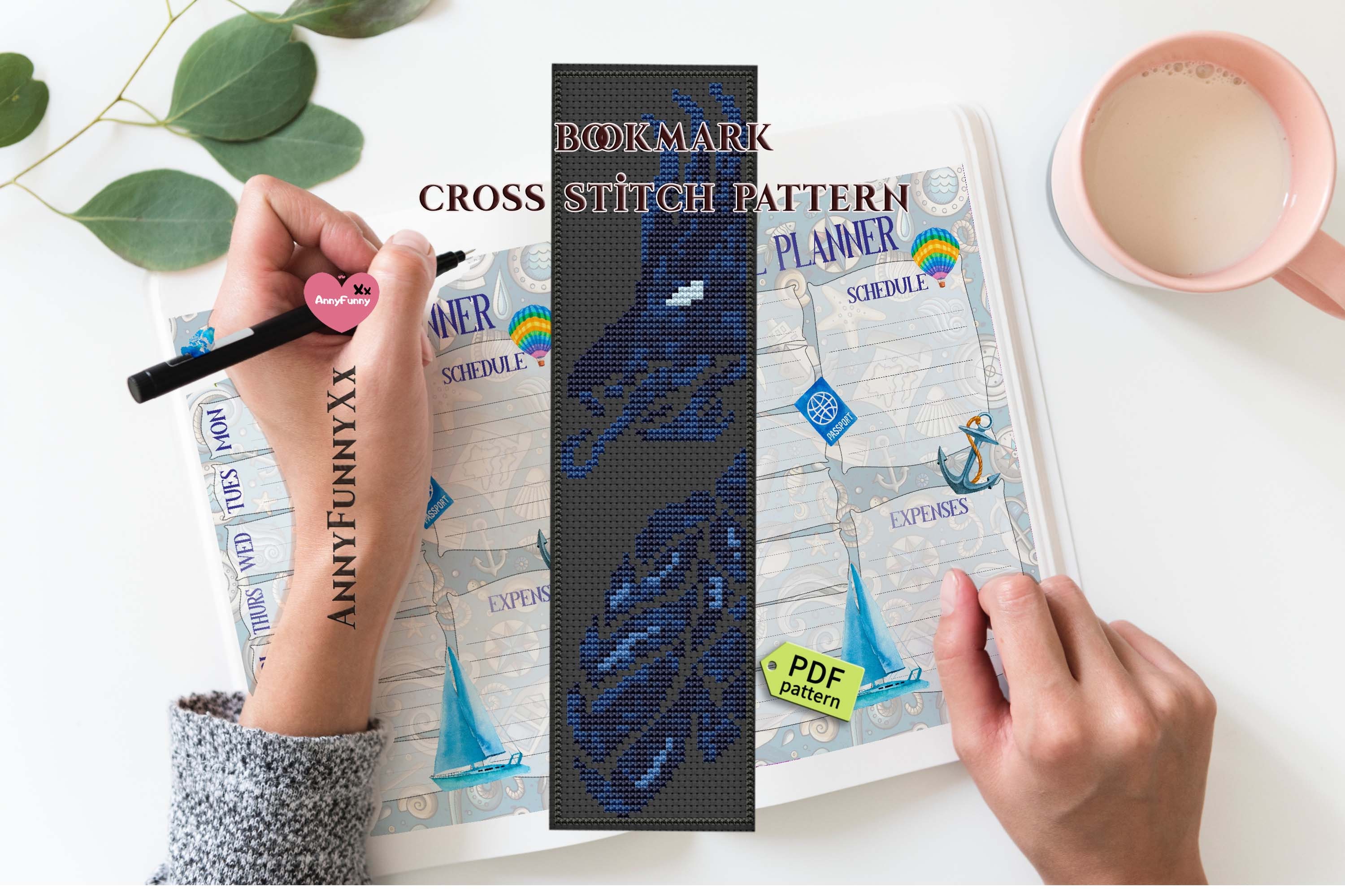 Blue Dragon Bookmark Cross Stitch Pattern New Dad Gift Dungeon Etsy