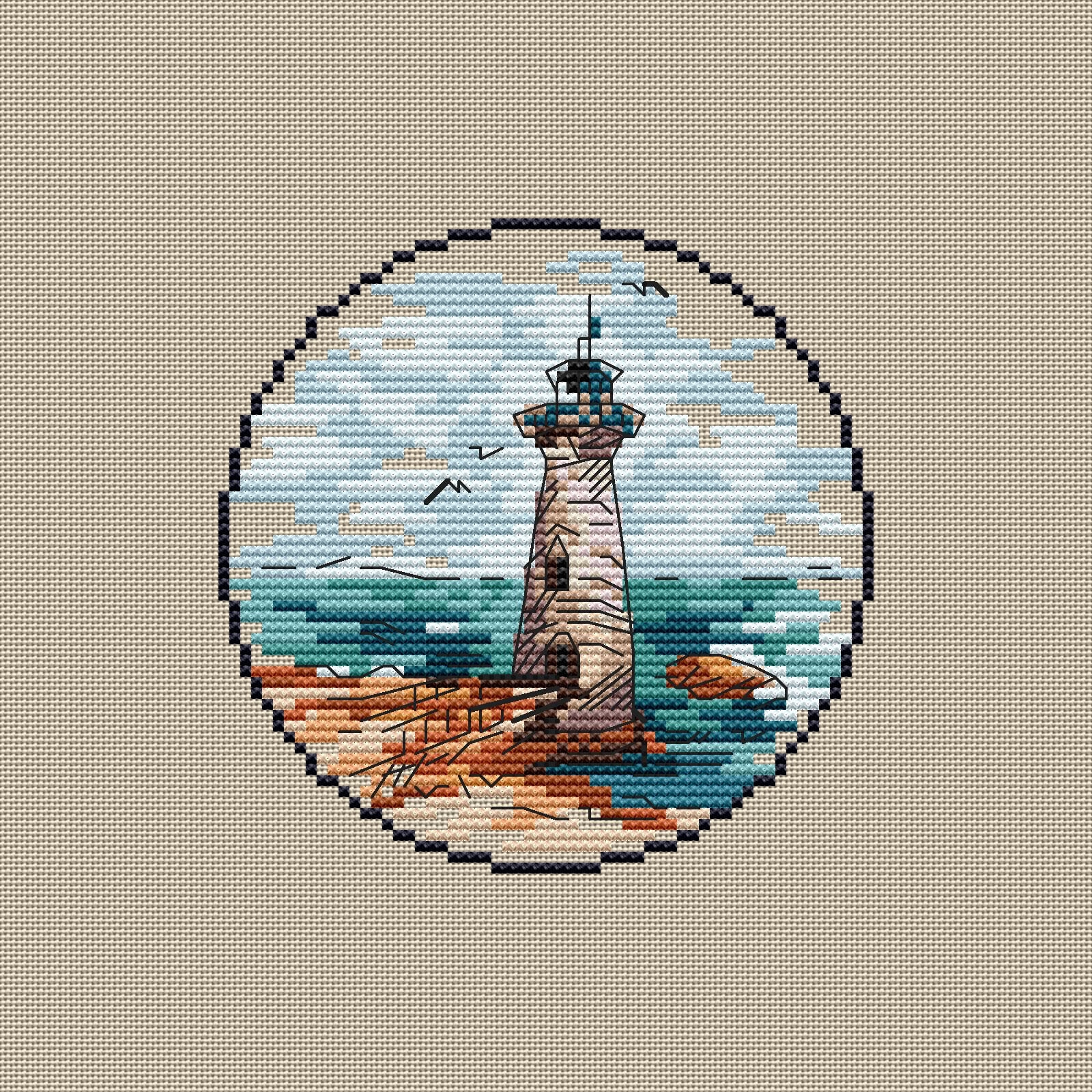 Old Lighthouse Cross Stitch Pattern Nautical Nursery Decor Easy for ...