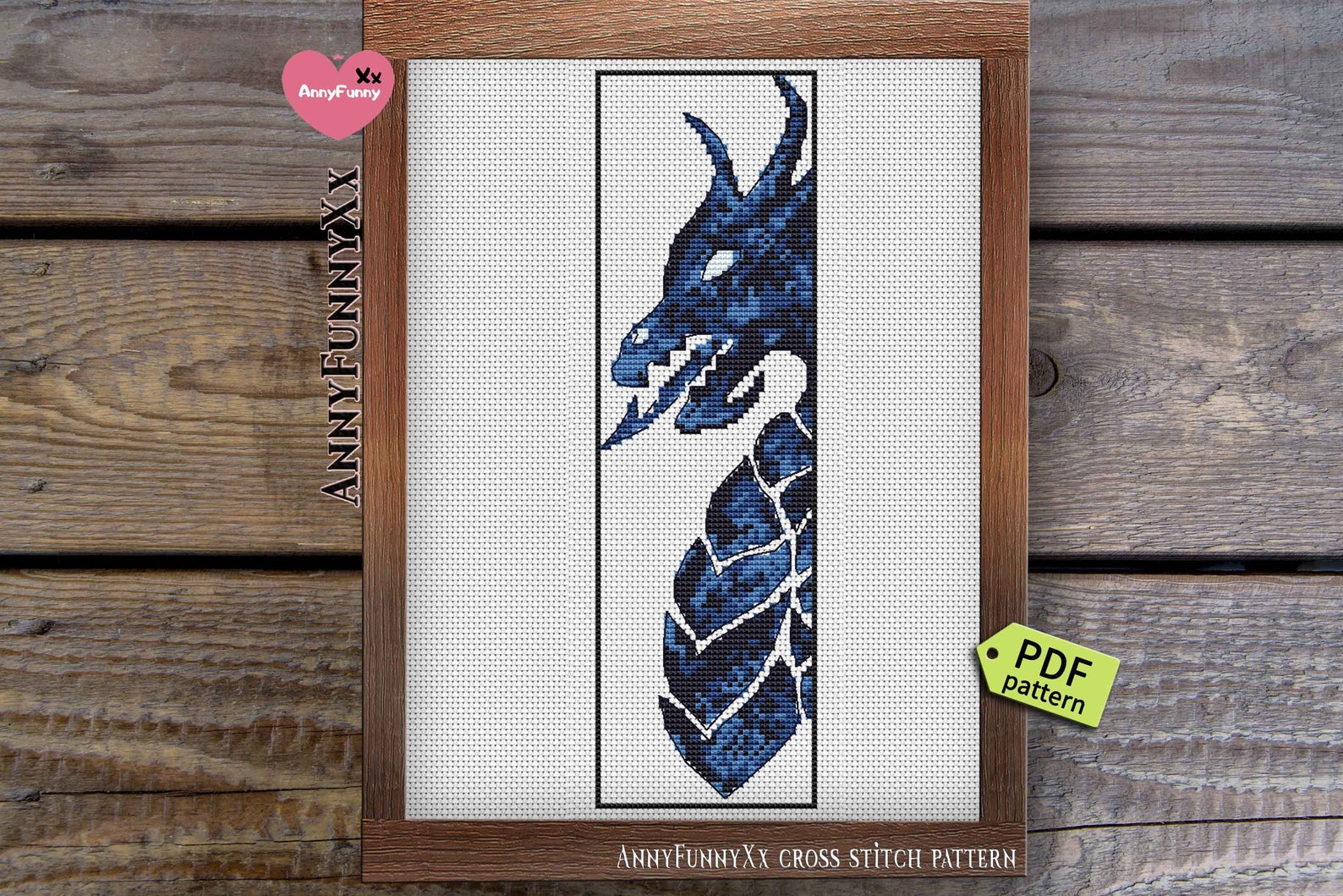 Blue Dragon Bookmark Cross Stitch Pattern New Dad Gift Dungeon Etsy