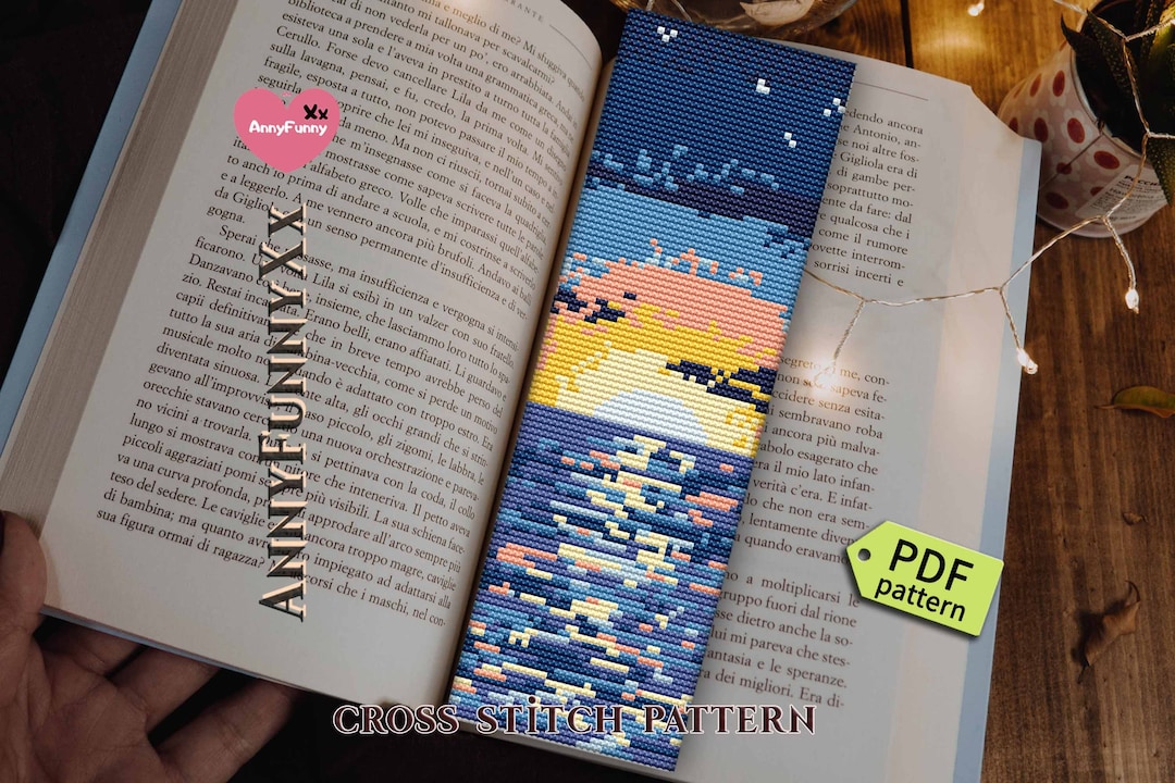 Cross Stitch Bookmark Pattern PDF Bookworm Teacher Gift Easy ...