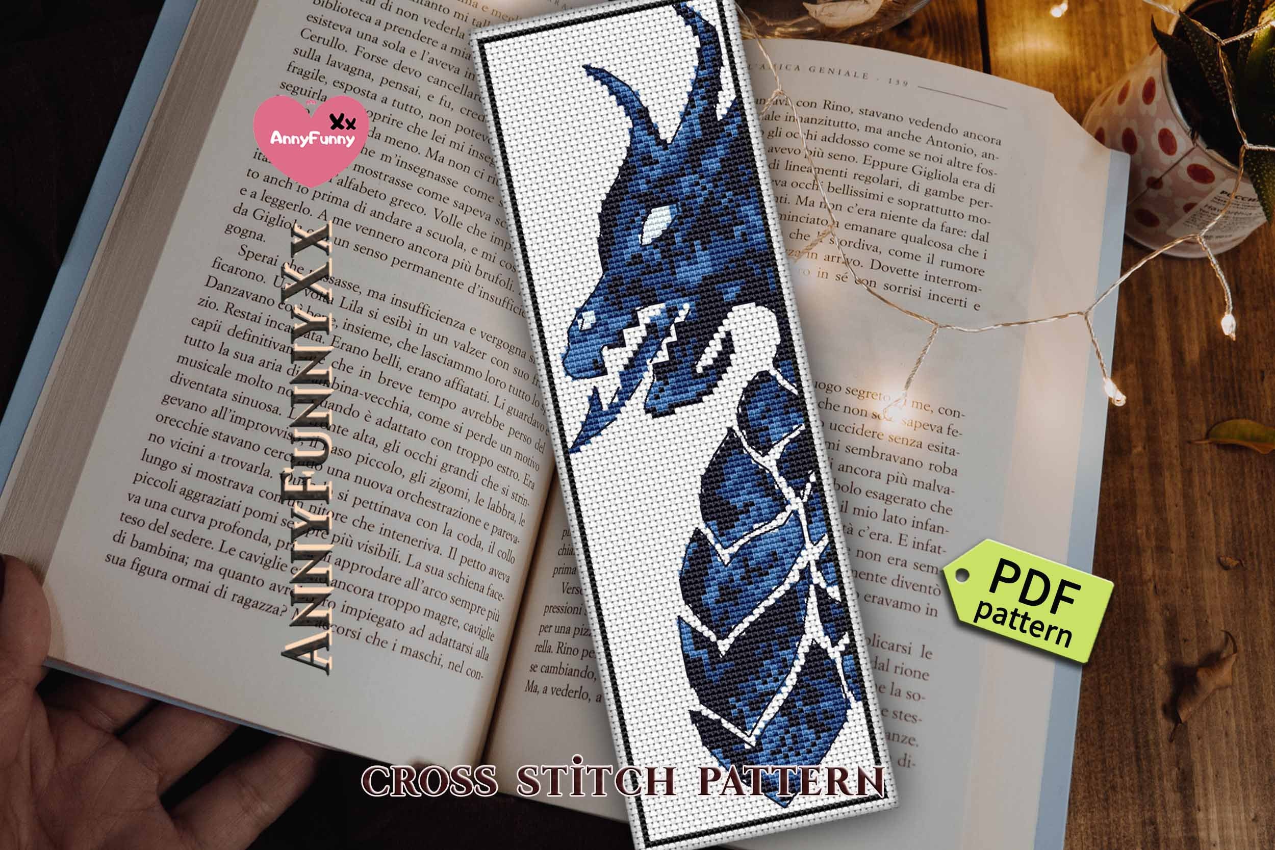 Blue Dragon Bookmark Cross Stitch Pattern New Dad Gift Dungeon Etsy