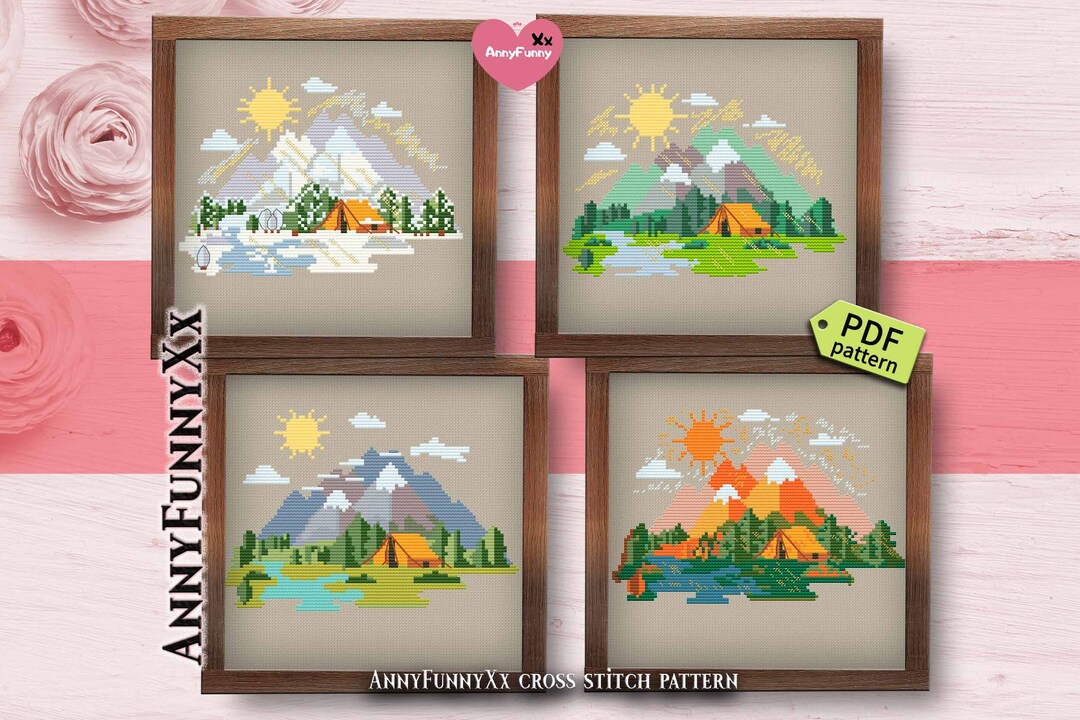 4 Seasons Cross Stitch Pattern PDF Set of 4 Bundle Fall - Etsy