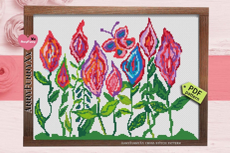 Vagina cross stitch pattern pdf vulva embroidery patterns  etsy
