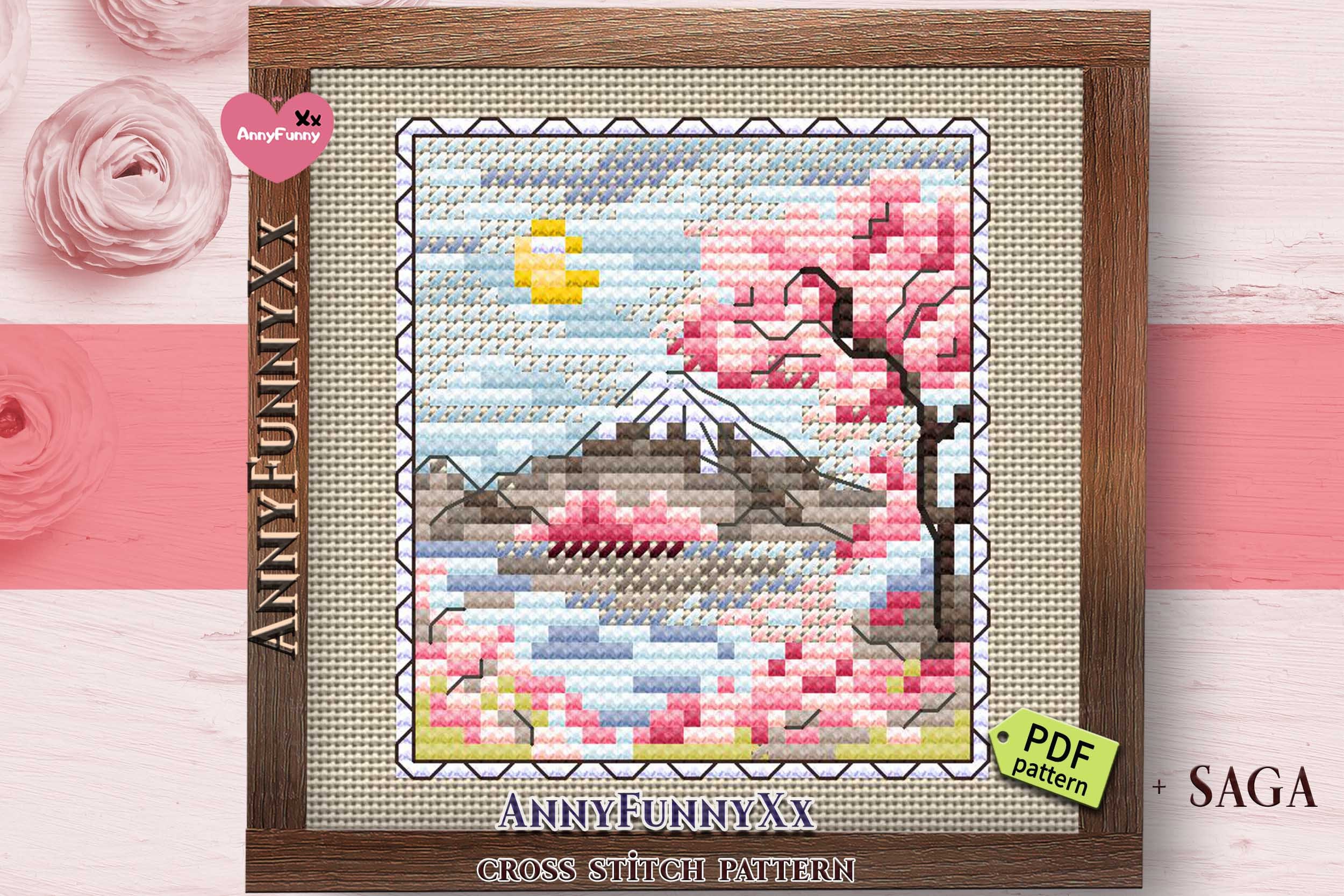 Japanese Sakura Cherry Blossom Flower Cross Stitch PDF Pattern Beginner ...