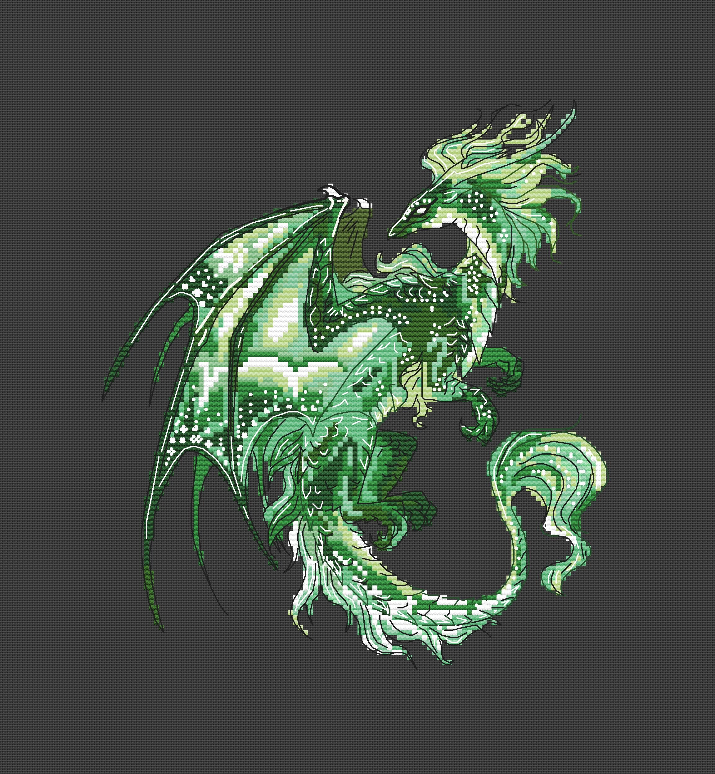 Emerald Green Dragon Cross Stitch Pattern PDF Fantasy Magic - Etsy