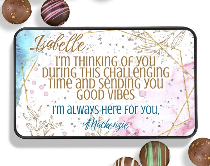 Decadent Assorted Chocolate Truffle Collection in a Personalized Thinking Of You Gift Tin, 12 pc., Chocolate Gift, Edible Gift, Baked Goods