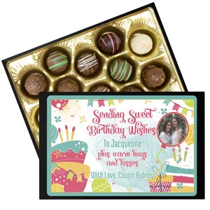 Decadent Assorted Chocolate Truffle Collection in a Personalized Sweet Birthday Wishes Gift Box, 12 pc., Chocolate Gift, Edible Gift