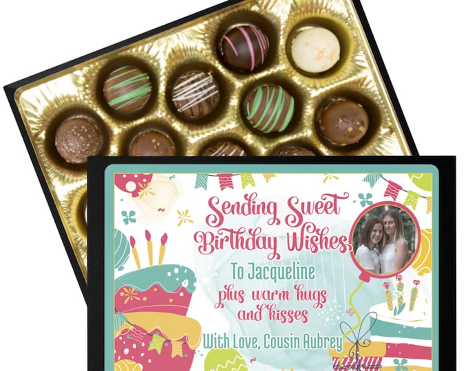 Decadent Assorted Chocolate Truffle Collection in a Personalized Sweet Birthday Wishes Gift Box, 12 pc., Chocolate Gift, Edible Gift